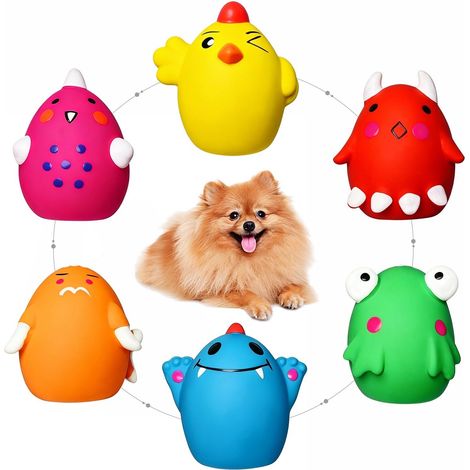 Lot de 6 Jouets Pouët-Pouët en Latex Naturel pour Petits et Moyens Chiens - Balles Rebondissantes et Flottantes Forme Animaux Rigolos (1/5)