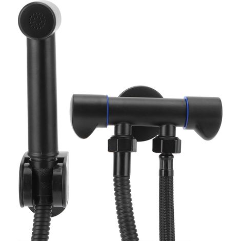 Douchette de bidet haute pression en acier inoxydable G1/2, vanne d'angle 1 entrée 2 sorties, accessoires de salle de bain (1/5)