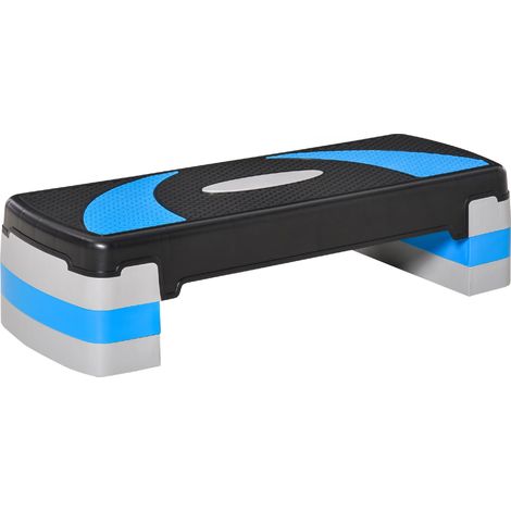 Stepper aérobic réglable 3 hauteurs 10/15/20 cm, 80x31x10-20 cm, 150 kg, bleu clair, fitness domicile (1/5)