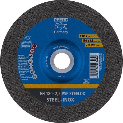 PFERD TOOLS Trennscheibe EH 180x2,5x22,23 mm gekröpft Universallinie PSF STEELOX für Stahl/Edelstahl 25 Stk (1/5)