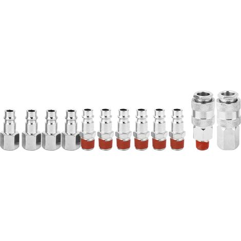 Lot de 12 raccords pneumatiques à dégagement rapide, mâles et femelles 1/4 pouce BSP (1/5)
