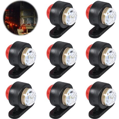 12 / 24V LED Feux de gabarit : 8 pièces Mini clignotants latéraux, feux de position Marquage étanche pour remorque, camion, voiture, caravane, camping-car, Blanc, Rouge (1/5)