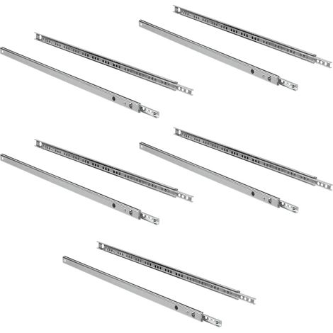 Emuca – Lot de 5 coulisses à billes pour tiroir – Sortie partielle – Acier zingué – Charge max 10kg – Hauteur 17mm – Longueur 438mm