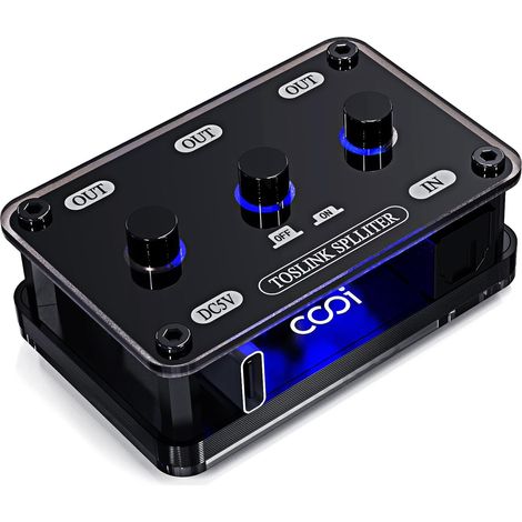 Câble Optique Audio 1x3 SPDIF Toslink Répartiteur Fibre Optique avec Commutateur de Canal Indépendant, Support 192k/24 Bits Compatible avec Les Canaux LPCM2.0/DTS/Dolby-AC3 5.1 (1/5)