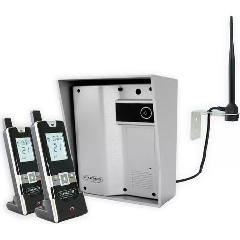 Interphone 600m autonome sans-fil UltraCOM2 SOLO visière argentée + 2 combinés + antenne : contourner obstacle / pilier (1/5)