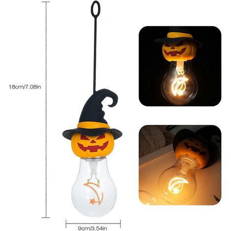 Ampoule décorative d'Halloween, ampoule rechargeable avec cordon de suspension en silicone, tête de citrouille
