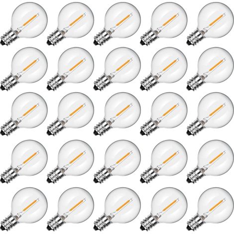 Confezione da 25 lampadine LED G40, attacco E12 a candelabro, lampadine LED da 0,6 W equivalenti a lampadine Edison da 7 W, lampadine a globo infrangibili per uso esterno - AquaForge (1/5)