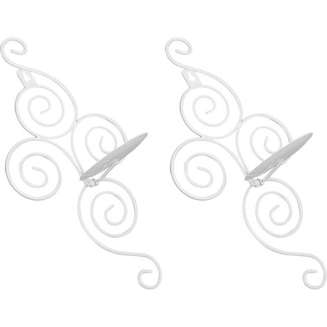 Lot de 2 bougeoirs muraux pliables de style européen en fer forgé à motif tourbillonnant, décoration intérieure blanche (1/5)