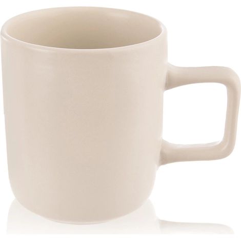 Taza de cerámica, color crema, 380 ml, apta para lavavajillas y microondas