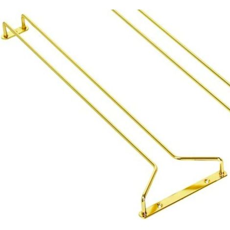 Porte-verres à vin en laiton 615x115mm - Support élégant pour 6 verres, diamètre max 9cm, sécurisé avec rails rétrécissants, idéal pour restaurants et ambiances sophistiquées (1/3)