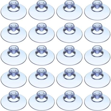 20 Ventouses en Plastique Ventouse Transparente sans Crochet Ventouses de Tête de Champignon pour Extérieur Cuisine Salle de Bain Fenêtre Miroir (20 (1/5)