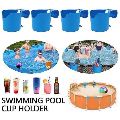 Lot de 4 porte-gobelets pour piscines hors sol, porte-gobelets pour boissons, accessoires pour piscines hors sol, porte-gobelets en plastique pour piscine, 6 juin 2015