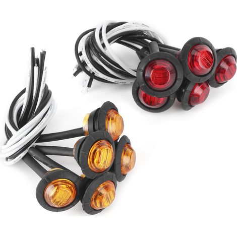 Feu de gabarit LED 6000K ambre, lentille PC avec gaine thermorétractable, pour remorque camion fourgon pickup (1/5)