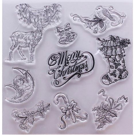 Frohe Weihnachten Silikon-Klarsichtstempel zum Selbermachen, Basteln, Scrapbooking