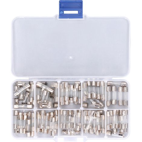 Packung mit 100 Glassicherungen, 5 x 20 mm, 0,2 A bis 20 A, 250 V, Sortiment für Autos, Spielzeug und Elektronik (1/5)