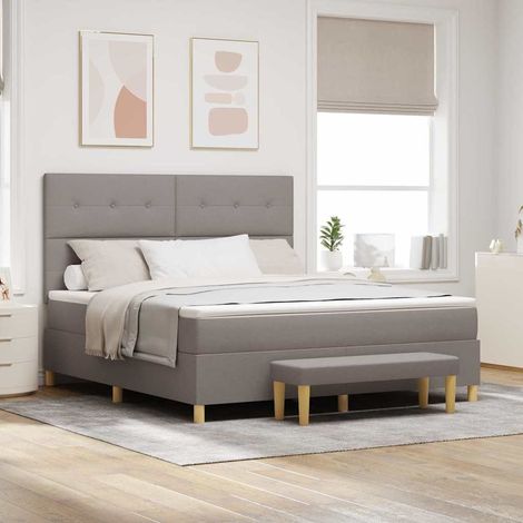 Boxspringbett mit Kopfteil Taupe 200 x 180 cm Stoff (1/5)