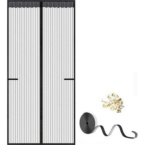 Magnetisches Moskitonetz für Balkontüren, 80 x 210 cm, schwarz