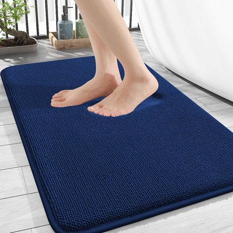 Tapis de bain mémoire de forme 50x76 cm - Bleu marine - Antidérapant,lavable,épais et absorbant (1/4)