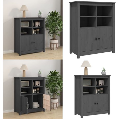 Buffet Gris 83x41,5x100 cm Bois massif de pin - Buffet - Meuble De Rangement - Armoire - Commode - Bois Massif - Home & Living