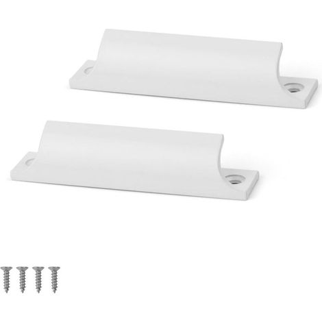 Poignée De Meuble - Poignée De Porte Coulissante En Aluminium - Pour Tiroirs Portes Fenêtres Armoires Bibliothèques - Lot De 2 Blanc (1/5)