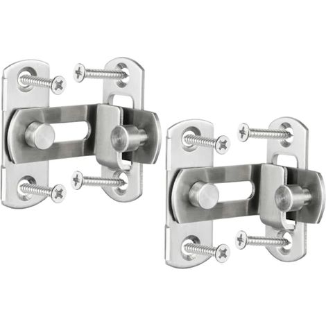 Ensemble de 2 verrous d'angle à 90 degrés en acier inoxydable (avec vis) — Verrou de 7,6 cm (3 pouces) en acier inoxydable pour portes et fenêtres (1/5)