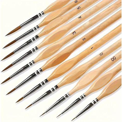 Kit de pinceaux  11 pièces  Pinceaux à pointe fine  Convient pour l'aquarelle, la peinture à l'huile et les figurines (1/5)