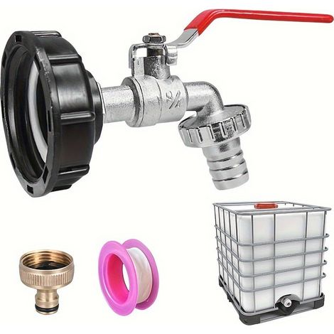 Adaptateur universel en métal pour vanne de sortie de réservoir IBC avec bouchon - Connecteur robuste 3/4" (1/5)