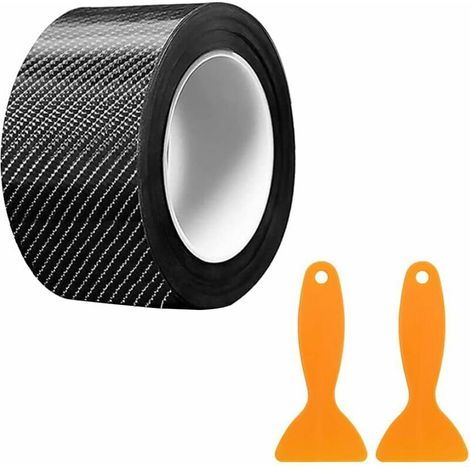 Fibre de Carbone Autocollant 5CM X 10M Film Protecteur de Seuil de Voiture, Protection Voiture Autocollant Fibre,Protection Autocollante pour Seuil de Portière de Voiture (Noir) (1/5)