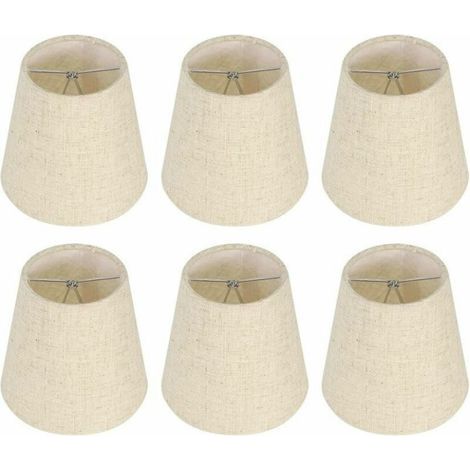Ensemble de 6 petits abat-jour, abat-jour en toile de jute en forme de tonneau, fixation par pince pour ampoule