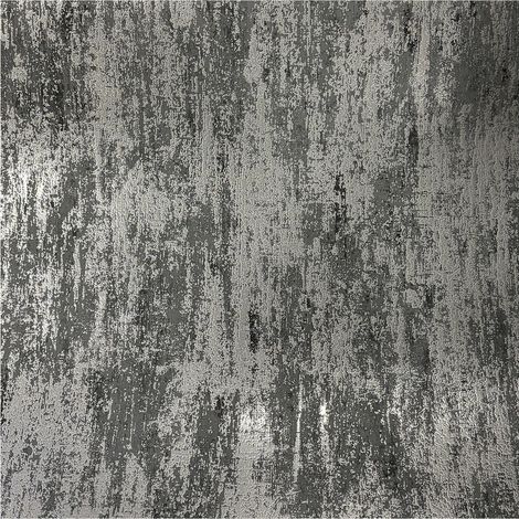 Concrete Effect Wallpaper Grey Silver Metallic Textured Vinyl 10m Roll (1/4)