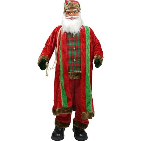 Babbo Natale rosso elegante alto cm 180 grande decorazione natalizia locali commerciali  casa negozi hotel bar pasticcerie con luci suoni e movimento