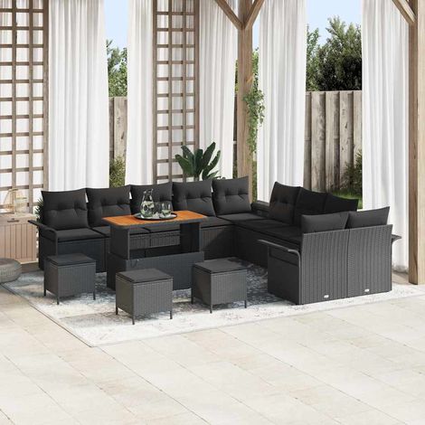 vidaXL Ensemble de canapé de jardin 14 pc 13-Nombre de places Noir (1/5)