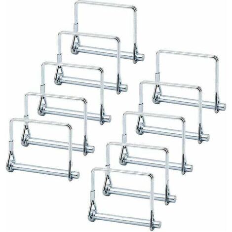 Goupille Verrouillage Carrée, 10 Pièces Goupille Verrouillage L'arbre, Goupille Verrouillage 1/4", Goupille D'attelage, pour Remorquage de Remorque de Jardin Pelouse de Ferme (Argent) (1/5)