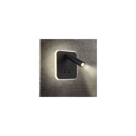 MINKUROW Lampade Da Comodino A Led Lampada Da Parete Per Interni Per Hotel Lampada Da Parete Per Corridoio Da Letto Con Interruttore 3w + 10w (Quadrato) Nero (1/5)