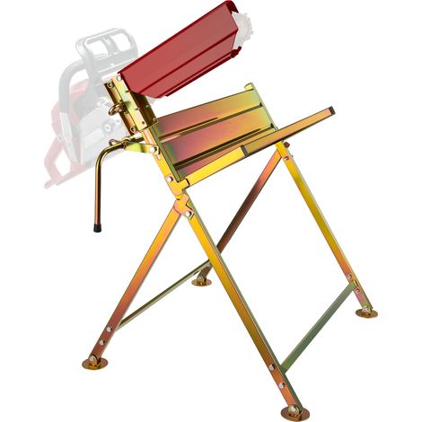 Wiltec Sägebock verzinkt klappbar, 88x71x96 cm, mit Kettensägenhalter und Zwangsführung, Holzsägebock für Brennholz, bis 120 kg