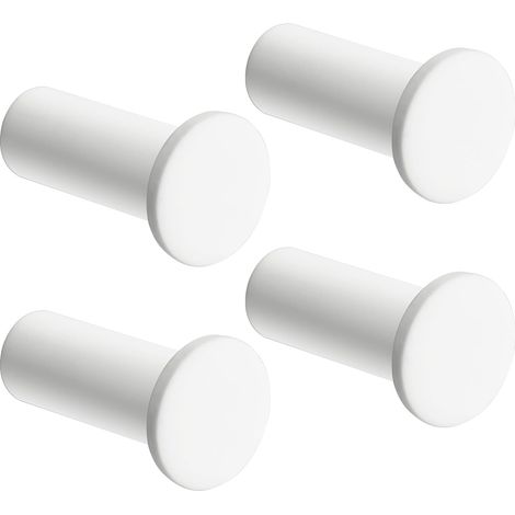 Crochets à Visser Patère Murale Ronde Longueur de 45MM, Muraux en Acier Inoxydable, Robuste pour Salle Bain Chambre Cuisine Entrée, Accroche Serviette, 4 Pcs Blanc -'4 Pcs - Ronde Blanc (1/5)