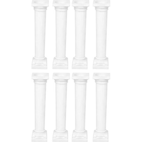 8 Vintage Plastic Roman Pillars/Columns for Multi-Layer Cake Stand, Miniature Landscape Decoration, White Roman Column Cake Dividers/Photo Props (1/5)