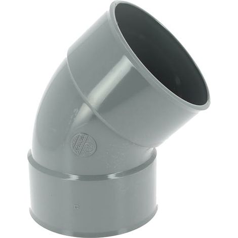 Nicoll – Coude PVC évacuation 45° femelle-femelle Ø125 – Classement feu NF-M1 – Pour espaces confinés – Raccord évacuation en PVC lisse