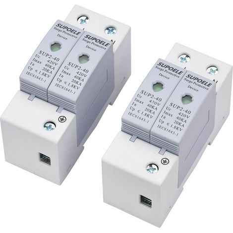 Vtizikl Dispositif de protection contre les surtensions ca 420V 2P + 2P 40KA parafoudre domestique anti-tonnerre protecteur disjoncteur Installation sur Rail DIN (1/5)