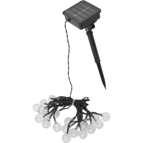 Guirlande solaire 20 LED IP65 étanche 2 modes lumineux déco extérieur, ampoules boules blanches 5 mètres pour camping fête (1/5)