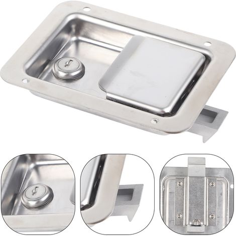 Loquet à palette intégré, serrure de boîte à outils en acier inoxydable 304 résistante aux intempéries avec 2 clés, convient aux camping-cars et aux remorques. (1/5)