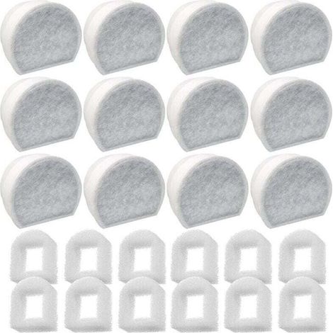 Lot de 24 Préfiltres en Mousse et Filtre à Carbone Compatible avec PetSafe Drinkwell Fountain INOX 360 Avalon Pagoda Seascape et Sedona Fontaines, Filtre pour Fontaine à Eau Chat Chien (1/4)