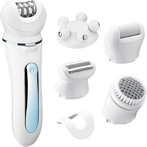 Épilateur 5 en 1 pour femmes - Épilateur - Rasoir féminin - Appareil d'épilation - Épilateur visage - Rasoir - Dissolvant de callosités - Nettoyant visage - Masseur (1/5)