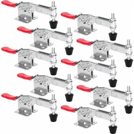 S-giant GH-201-B Lot de 10 sauterelles de menuisier, capacité 90 kg, fermoirs rapides horizontaux réglables pour machines, menuiserie, soudage (1/5)