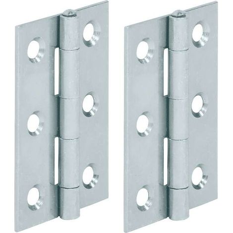 2x charnière plate acier 80 x 41mm meuble bois porte placard étagère cuisine (1/2)