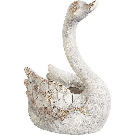 Statuetta decorativa Cigno Decorazione da giardino per interni e per esterni Bianco Gruffy