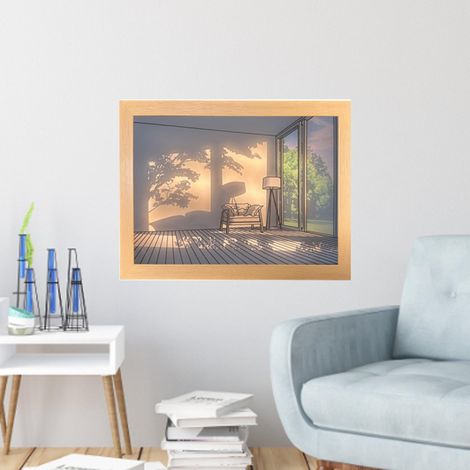 Tableau décoratif à éclairage d'ambiance tricolore pour une ambiance chaleureuse, moderne et minimaliste, parfait pour des pièces vides et apaisantes. (1/5)