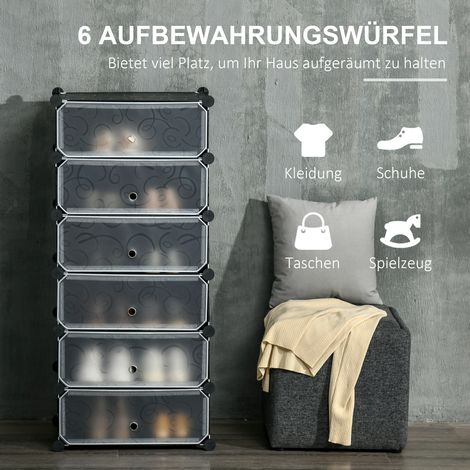 Meuble à chaussures modulable 6 paires, 49x36,5x108 cm, noir (1/4)