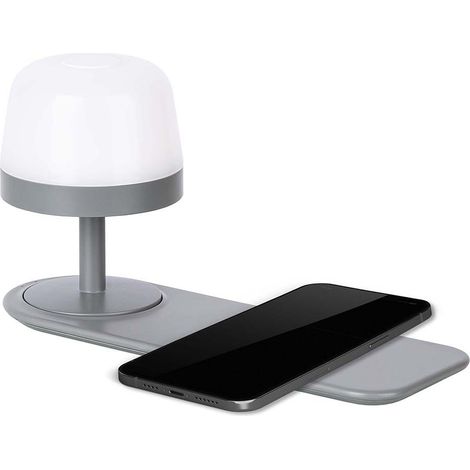 Tischleuchte Nachttischleuchte Beistelllampe LED 3-Stufen Schalter grau B 24,5cm