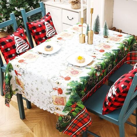 – Nappe rectangulaire de Noël 180 x 150 cm – Tissu polyester lavable – Décoration de table pour fêtes – Motifs délicats et résistante à l'usure (1/5)